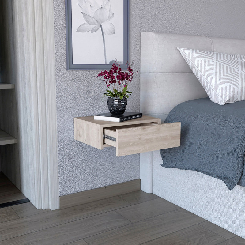 Table de chevet flottante, table de bout, table d'appoint murale avec tiroir , Gris