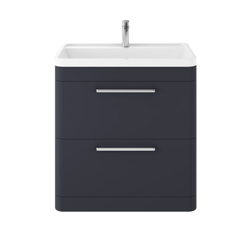 Solar 800mm Single Bathroom Vanity with Integrated Vitreous China Basin, Indigo Blue