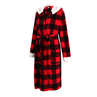 Tulay Polyester Fleece Girl / Woman+ Mid-Calf Bathrobe with Pockets and Hood for Kids