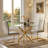 Horowitz 3-5-Piece Modern Square Tempered Glass Dining Set with Metal Cross Legs and Faux Leather Chairs-753648579-753648576-753648584