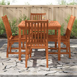Evelynn 4 - Person Wood Patio Dining Set with Square Table