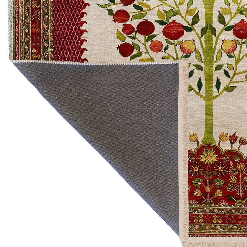 Tapis décoratif moderne multicolore à motif de fruits et d'arbres, Tapis de couloir 3 pi 3,37 po x 9 pi 10,11 po