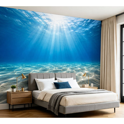Papier peint adhésif peler et coller scène sous-marine photos de haute mer Autocollant amovible en papier contact mural pour salon Chambre à coucher H 100 po x l 144 po