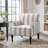 Iliana Upholstered Brown Stripe Cotton Blend Armchair with Solid Wood Legs and Nailhead Trim-392215367