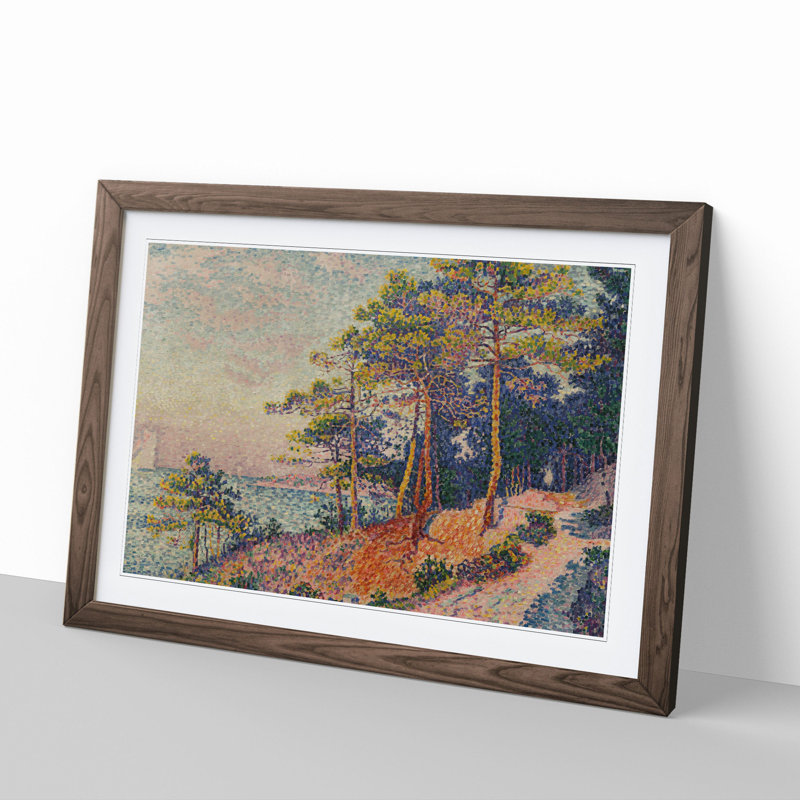 The Trail by Paul Signac - Picture Frame Painting, Walnut Framed, 27cm H x 36cm W x 2cm D