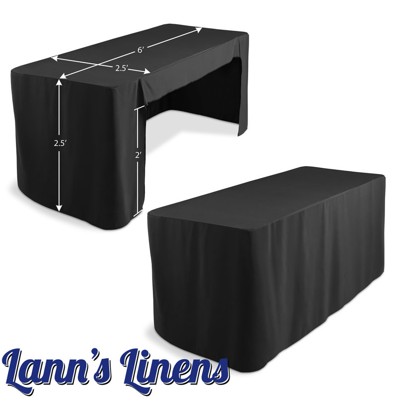 6'' Fitted Tablecloth With Open Back - Trade Show Table Cover, Black