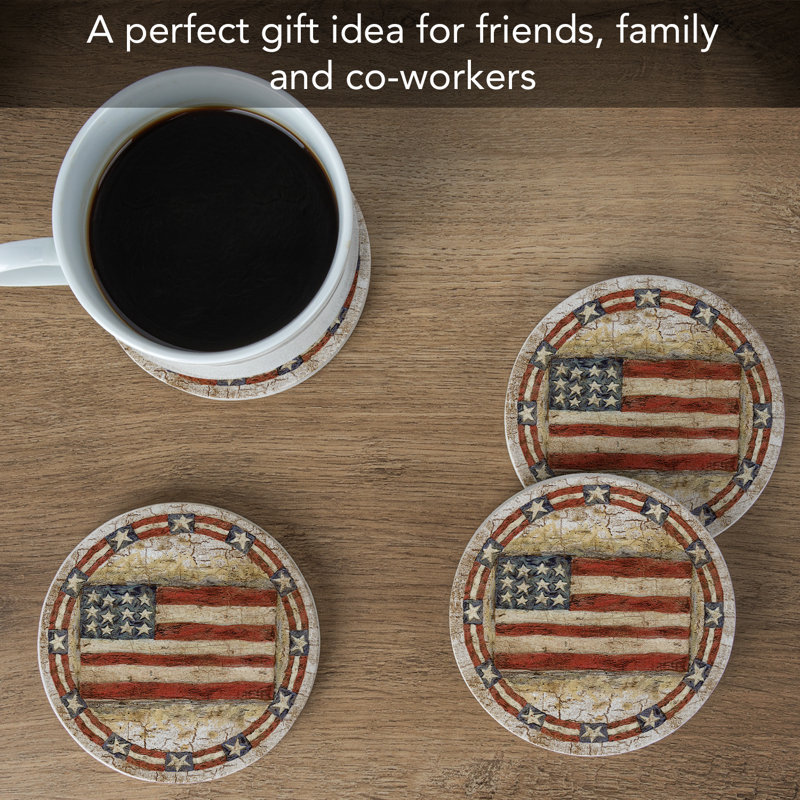 Americana 4-Pack Natural Sandstone Coasters