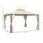Pavillon de jardin d'extérieur en acier 10 pi x 12 pi avec rideaux d'intimité en polyester, toit à deux niveaux pour l'air, grande conception-12368809