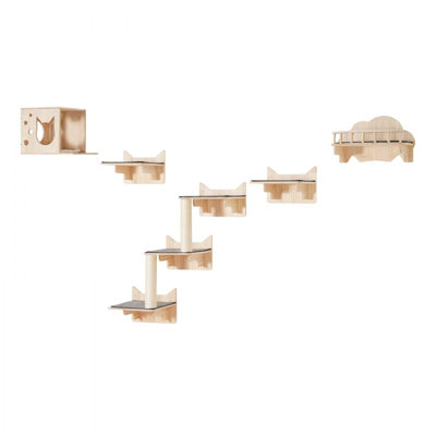 Ensemble de 5 étagères murales pour chat avec étagères à sauter