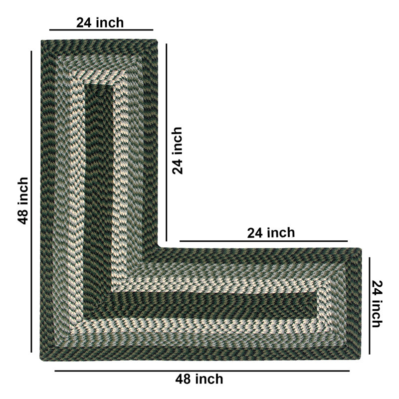 Orme Hand Braided Hunter Area Rug, L-Shape 24" x 48" x 48"
