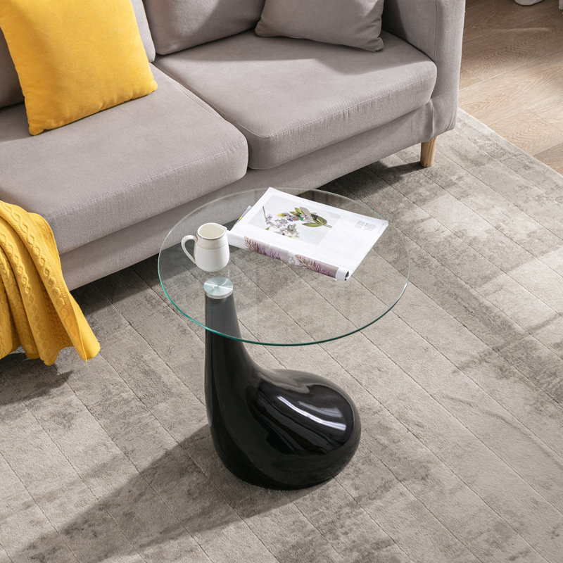 Artidiello Glass Top End Table, Black