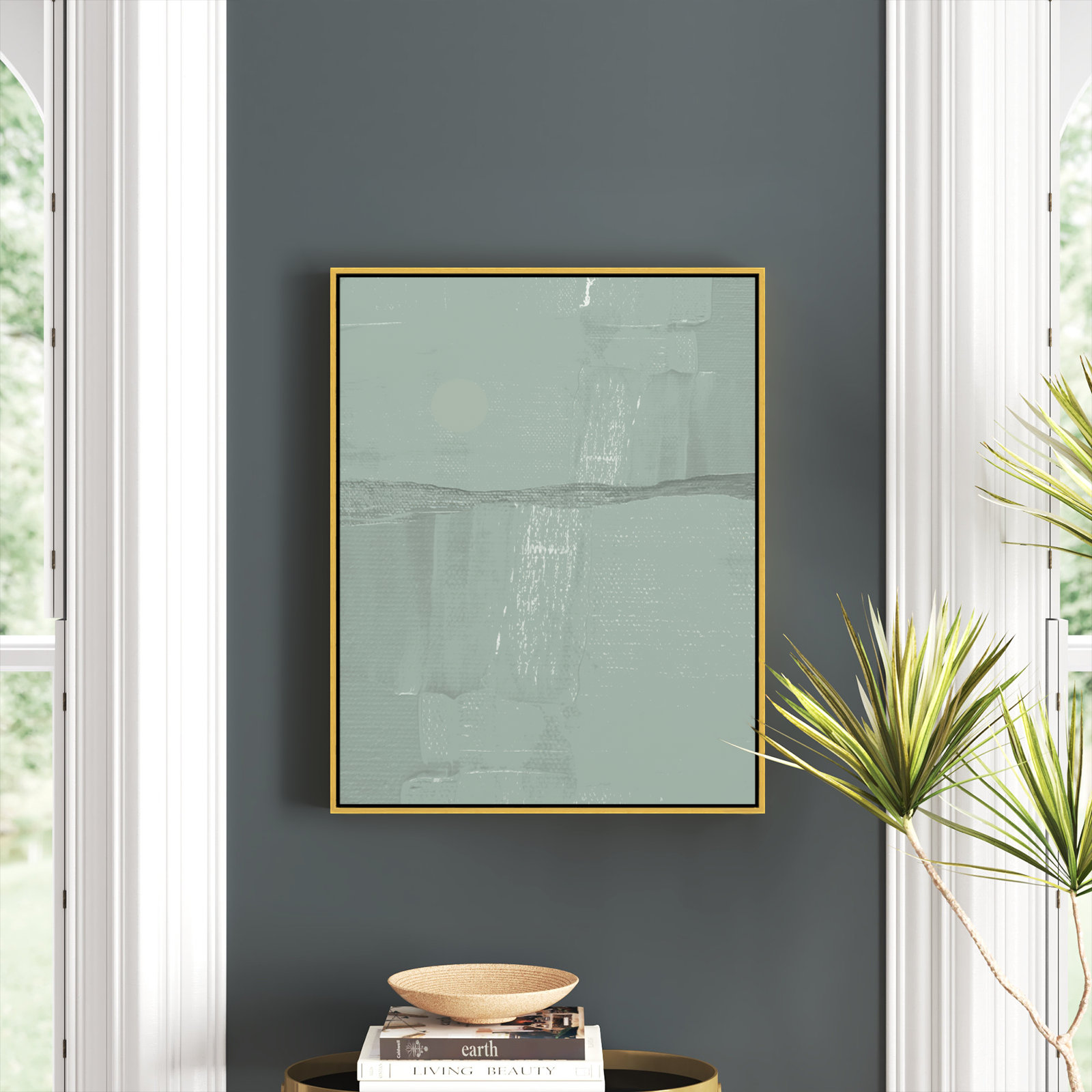 Attica "Sage Abstract" Print, 29.5" H x 23.5" W x 2" D, Gold