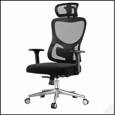 Chaise de bureau ergonomique en filet avec support lombaire réglable, appui-tête et accoudoirs 3D pour un confort et une posture ultimes