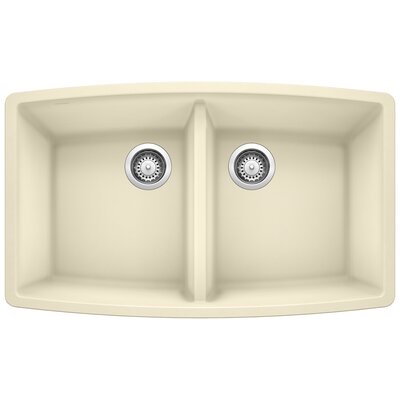 Performa SILGRANIT 33"" L x 19"" W Double Bowl Undermount Kitchen Sink -  Blanco, 440070