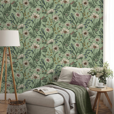 Wild Meadow Botanical Wallpaper