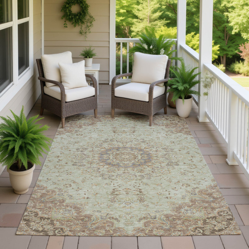 Machine Washable Indoor/Outdoor Chantille ACN2543 Global Rug, 8' x 10', Sage