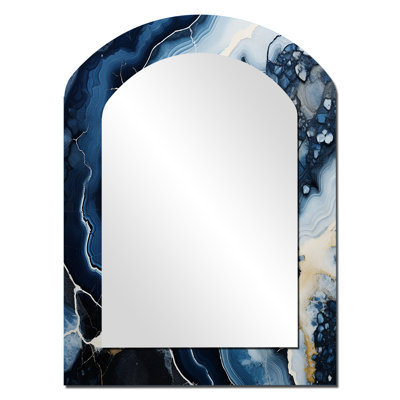 «Blue Stone Geode», peinture, miroir en forme de pierre unique