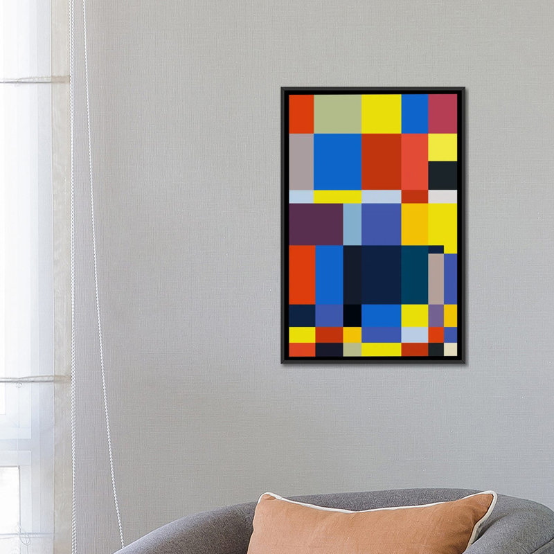 « cubiq », impression sur toile, H 26 po x l 18 po x P 1,5 po, Toile avec cadre noir, Pas de tapis