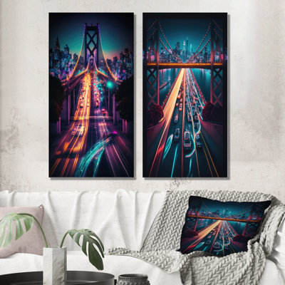 " Futuristic San Francisco Neon " 2 - Pieces