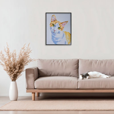 Gazing Cat Portrait Framed Giclee, design by Tatiana Roberts