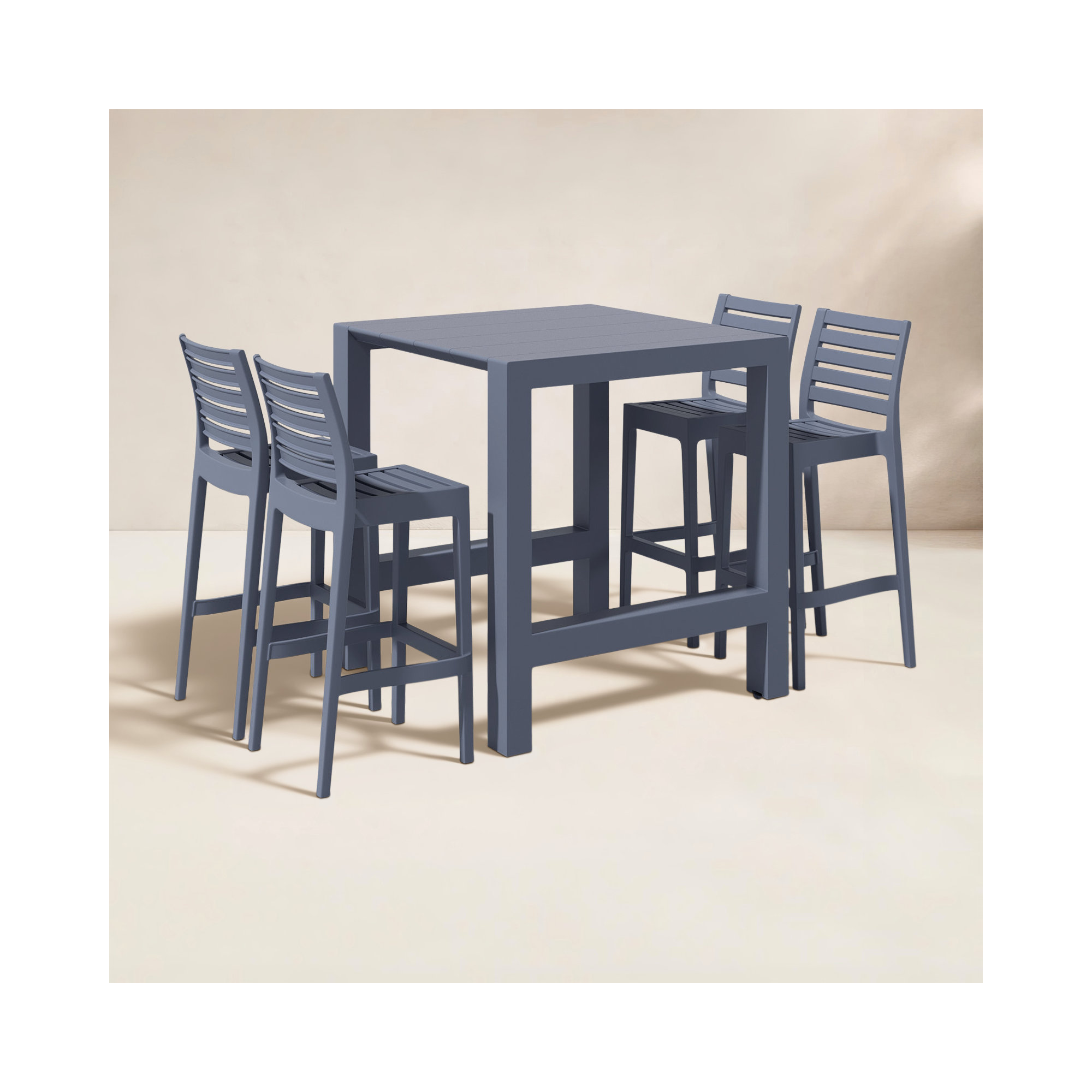Farrah Square 4 - Person 39" Long Bar Height Dining Set, Dark Gray