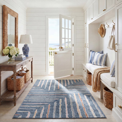 Tapis lavable bleu / ivoire Setebos