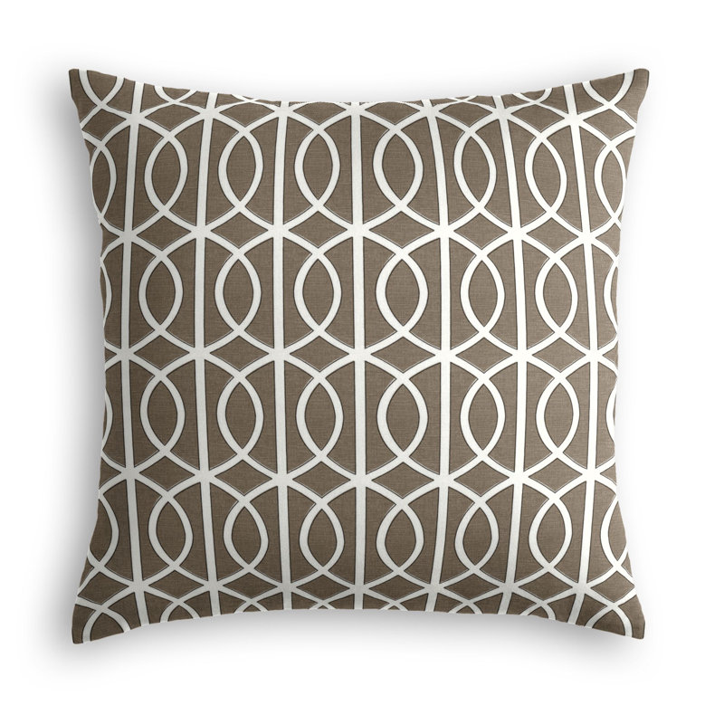 Embroidered Square Pillow Cover & Insert, 16" x 16", Brown