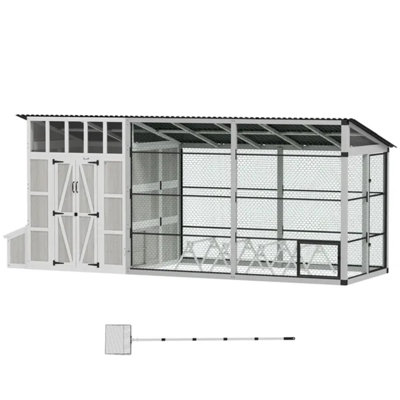 Large Walk-in Chicken Coop For 10–15 Hens, Outdoor Chicken House With Run, Nesting Box, Waterproof Roof & Perches