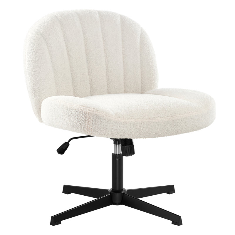 Adibah Office Chair, White, Teddy Fabric