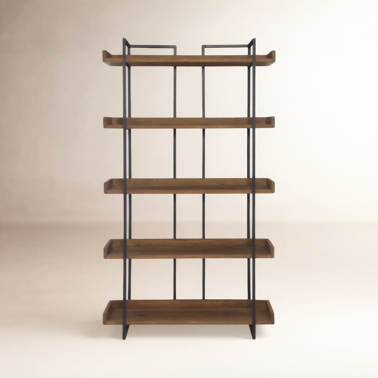Berrien 68" Acacia Bookcase, (5 Shelves) 75" H x 44" W x 13.5" D