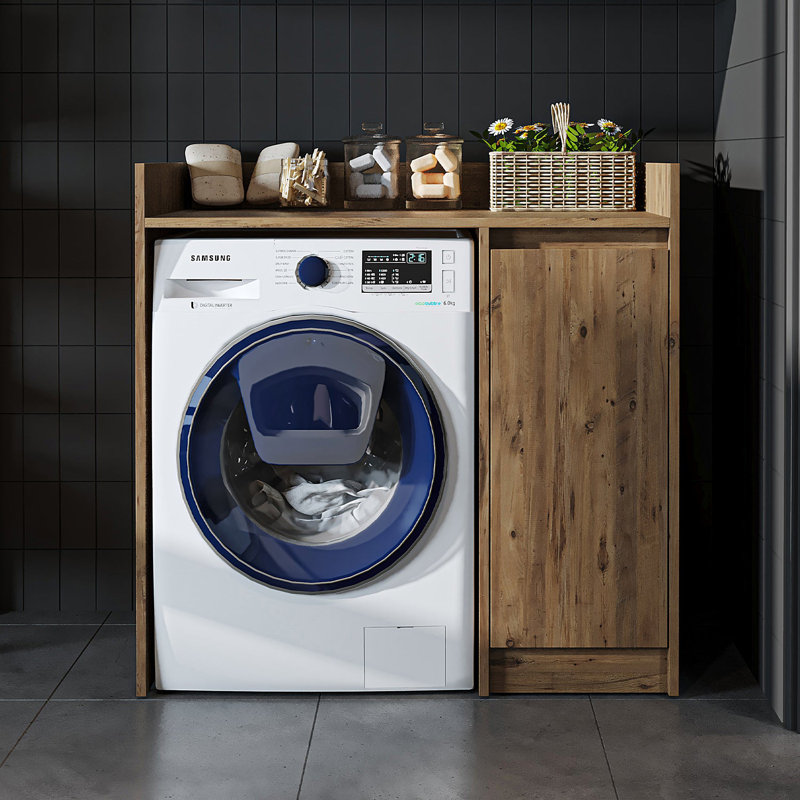 Derin Washing Machine Cabinet with Cupboard, 100 cm, Oak