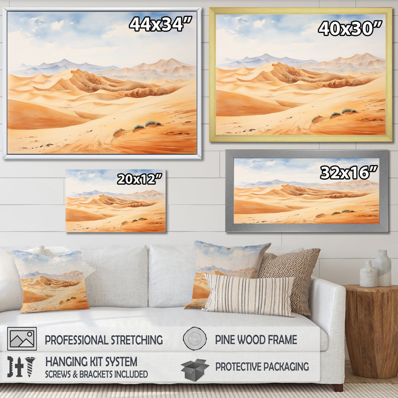 Paysage désertique de dunes de sable en Afrique III - Désert, art mural, Toile tendue, H 34 po x l 44 po x P 1,5 po