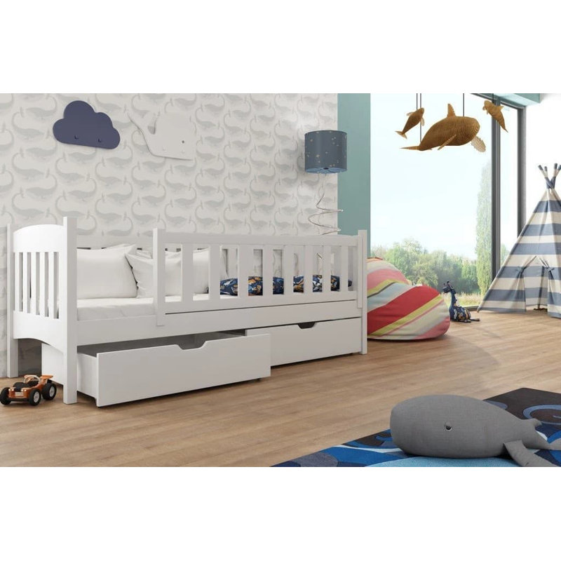 Livistona Cabin Bed with Storage Included with Trundle Included, White