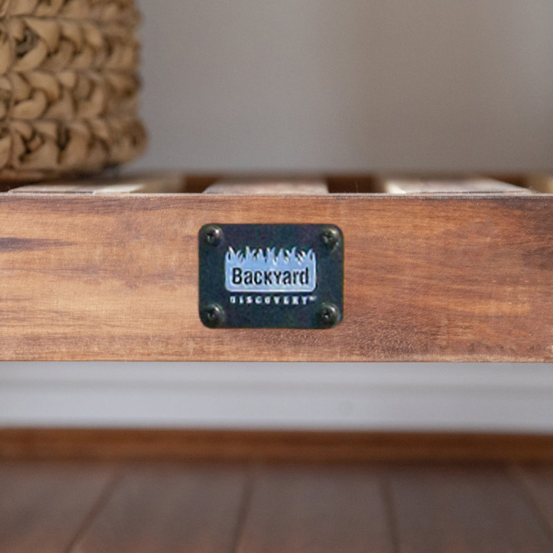 Acacia Wood Farmhouse Console Table with Lower Slat Shelf