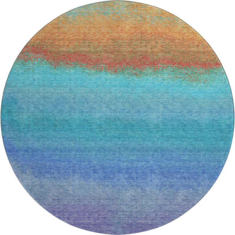 Premium Machine Washable Ariel Ombre Rug, Round 8'