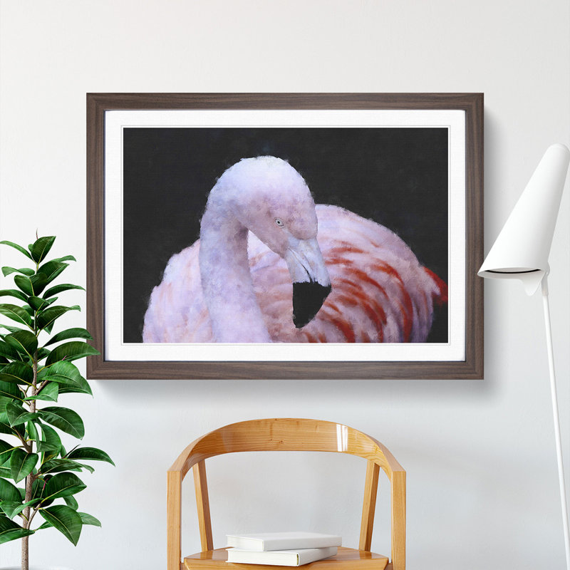 Pink Flamingo Vol.1 - Framed Print, 27cm H x 36cm W x 2cm D, Walnut Framed
