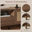 Meuble télé 67 po pour téléviseur de 75 po, porte en rotin à fermeture en douceur, armoire rabattable, pieds en pin massif, brun foncé