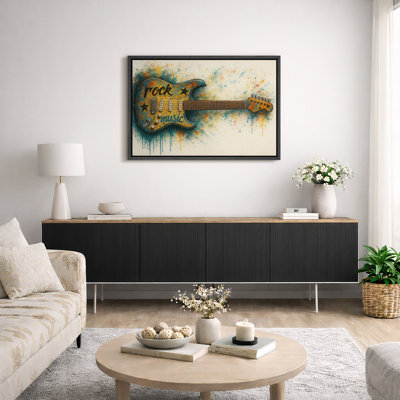 Rock Guitar Artwork, Music Art Pictures, Framed Canvas Giclee Print Wall Art