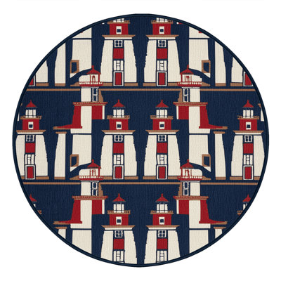 Washable Lighthouses Nautical Area Rug