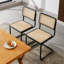 Benett Modern 46cm Natural Woven Rattan Dining Chairs with Metal Frame Small Kitchen Side Chairs-595105645-581583882