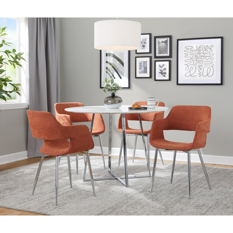 Chaise rembourrée Lake, Orange, Chrome chrome