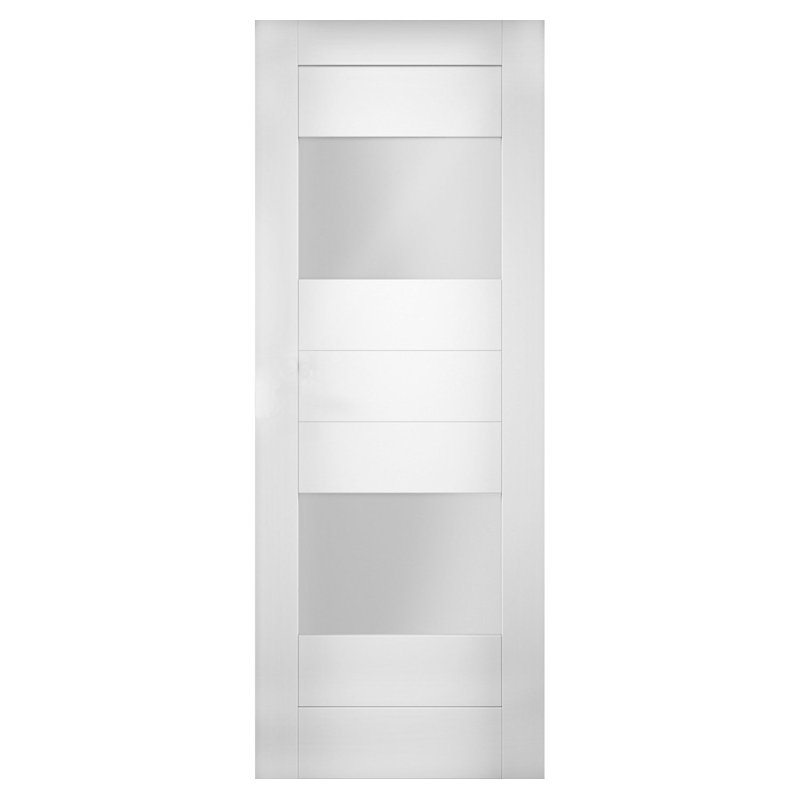 Dalle de porte blanche standard en verre givré Sete, 30 po x 84 po