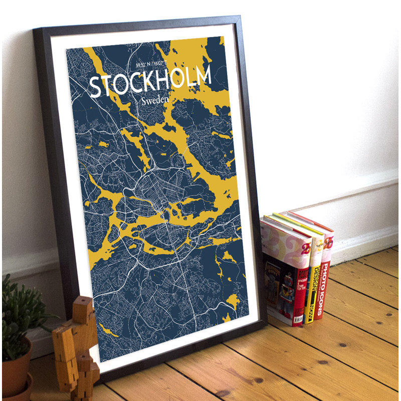 Stockholm City Map - No Frame Print, 43cm H x 28cm W x 0.13cm D
