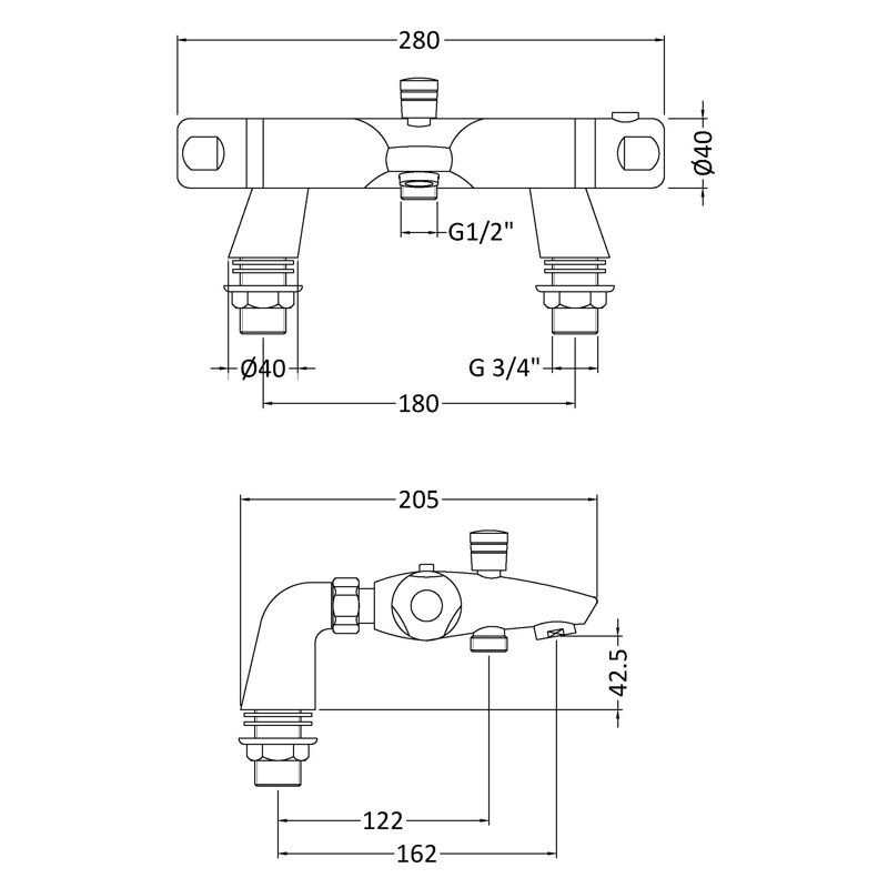 Deck Tub Spout Bath Filler with Diverter