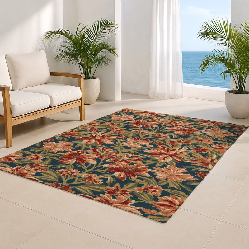 Botanical Brown Indoor and Outdoor Area Rug, Rectangle 4' x 6'