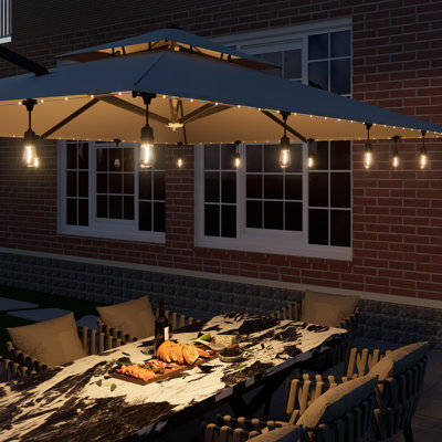 24FT LED Outdoor String Lights Patio Lights with 12 Shatterproof S14 Bulbs and Fairy Lighted Rope, Connectable Waterproof LED String light for Party, Garden Birthday,Wedding,Backyard,Porch,Deck,Balcony,Christmas,Halloween, 2700K Warm White
