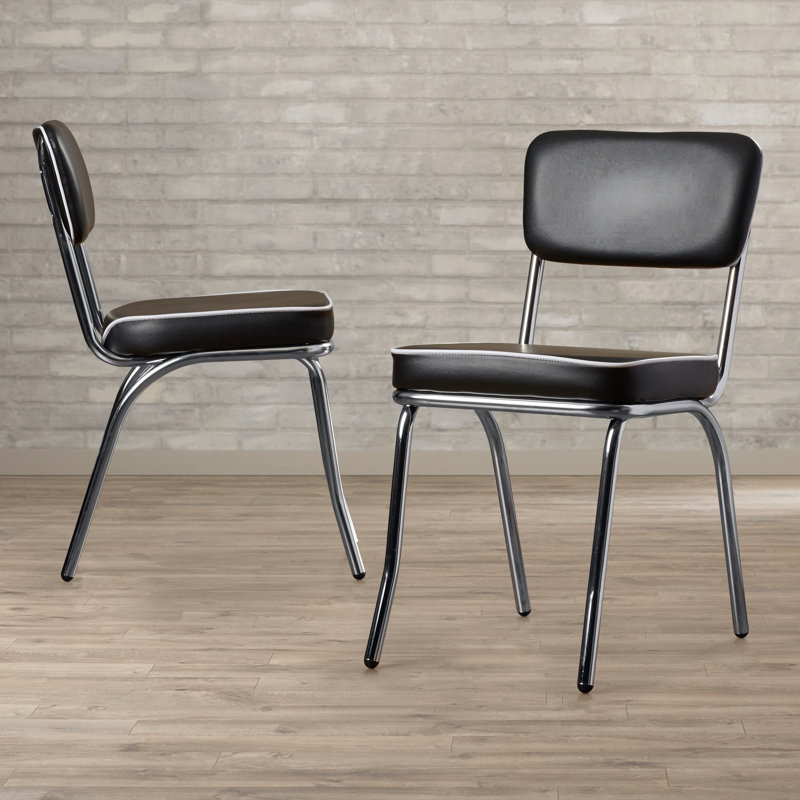 Brilliana 19.5'' H Upholstered Metal Side Chair, Black