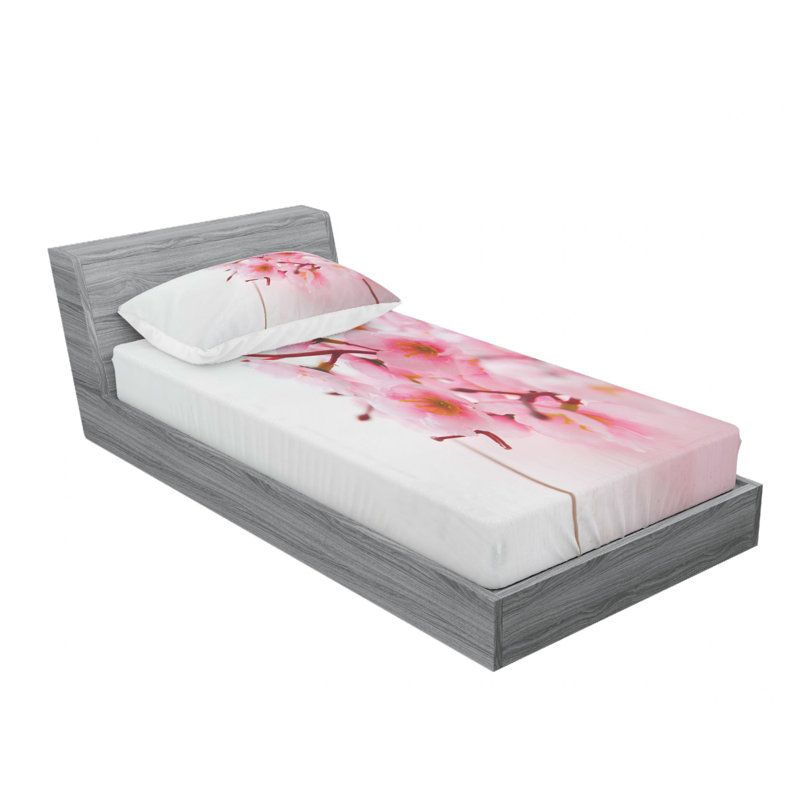 Ensemble de draps Cherry Blossom Petals, Ensemble de draps pour lit simple avec drap-housse