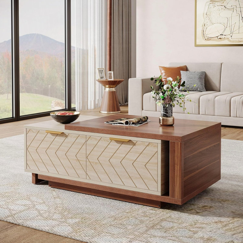 Dual-Tone Centre Table with Sliding Tabletop