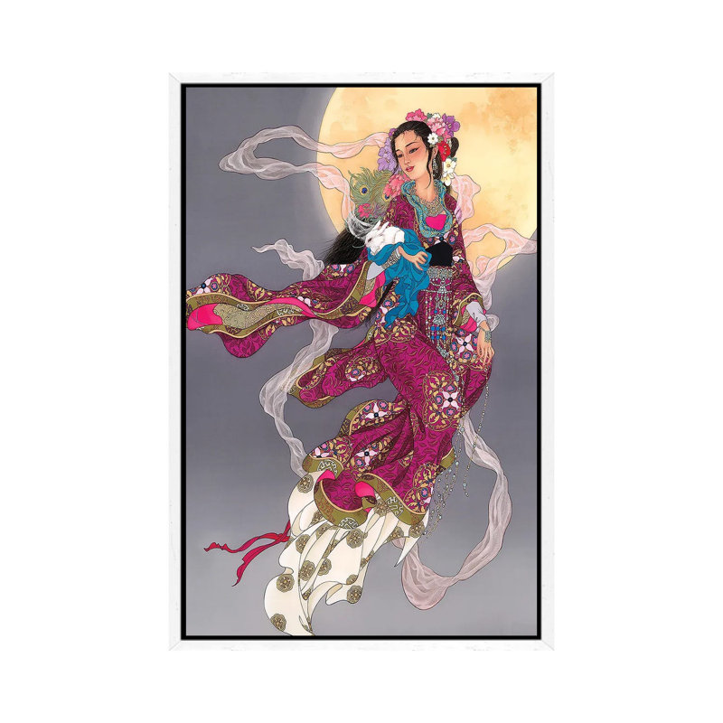 Moonrising - Painting on Canvas, 66.04 cm H x 45.72 cm W, White Framed